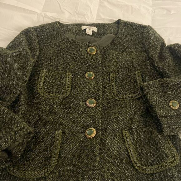 LOFT Black and Green Blazer with Textured tweed Fabric - Picture 4 of 7